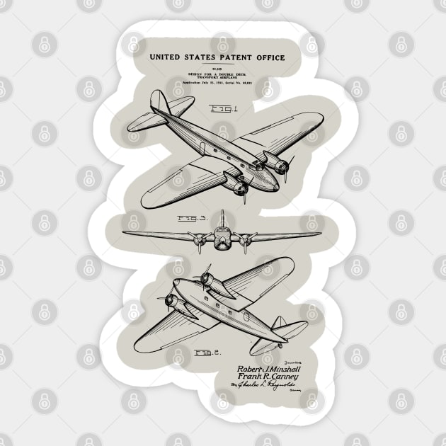 Airplane Pilot Gift - 1834 Boeing 247 Patent Sticker by MadebyDesign